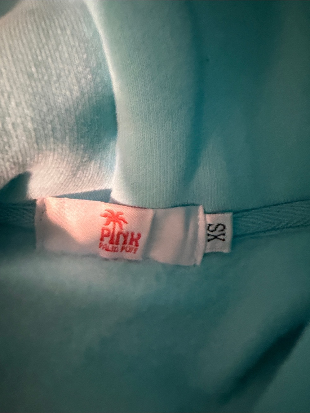Pink palm puff aqua pullover hoodie - Picture 2 of 3